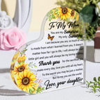 Sunflower To My Mom Acrylic Plaque Heart Shaped Gifts