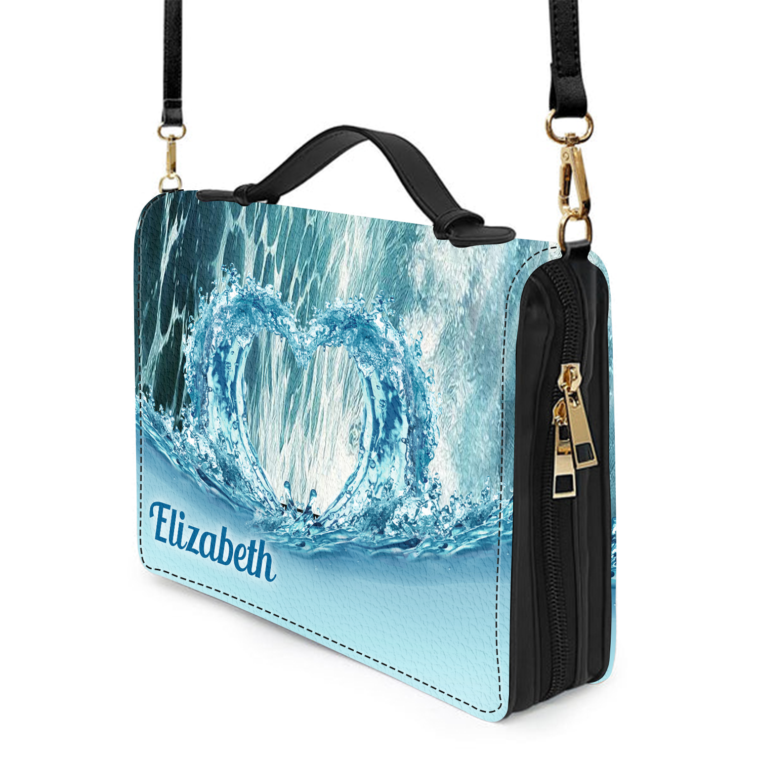 Blue Wave Heart Christ Walk On Water Christian Personalized Bible Cover