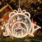 Joy To The World Holy Night Ornament Two Layers Christmas Car Hanging Wooden Transparent Acrylic Ornament