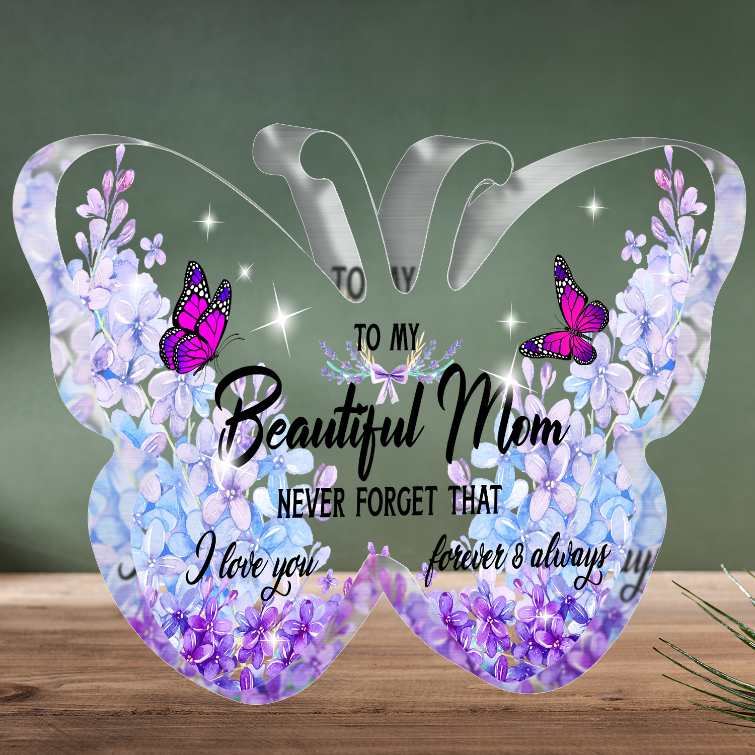 To My Beautiful Mom Butterfly Acrylic Plaque Mother's Day Thanksgiving Birthday Gifts for Mom
