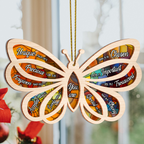 Butterfly You Are Stained Glass Pattern Two Layers Suncatcher Ornament Christmas Ornament Car Hanging