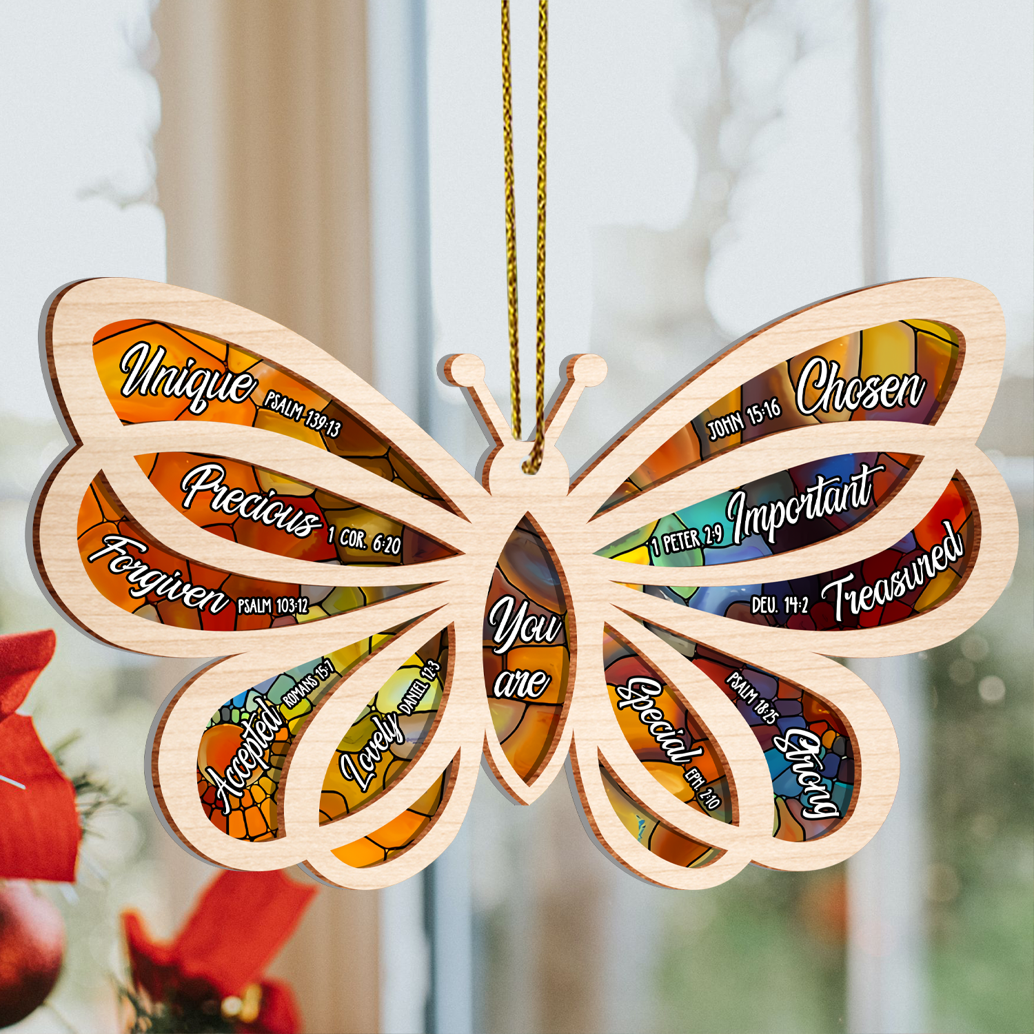 Butterfly You Are Stained Glass Pattern Two Layers Suncatcher Ornament Christmas Ornament Car Hanging