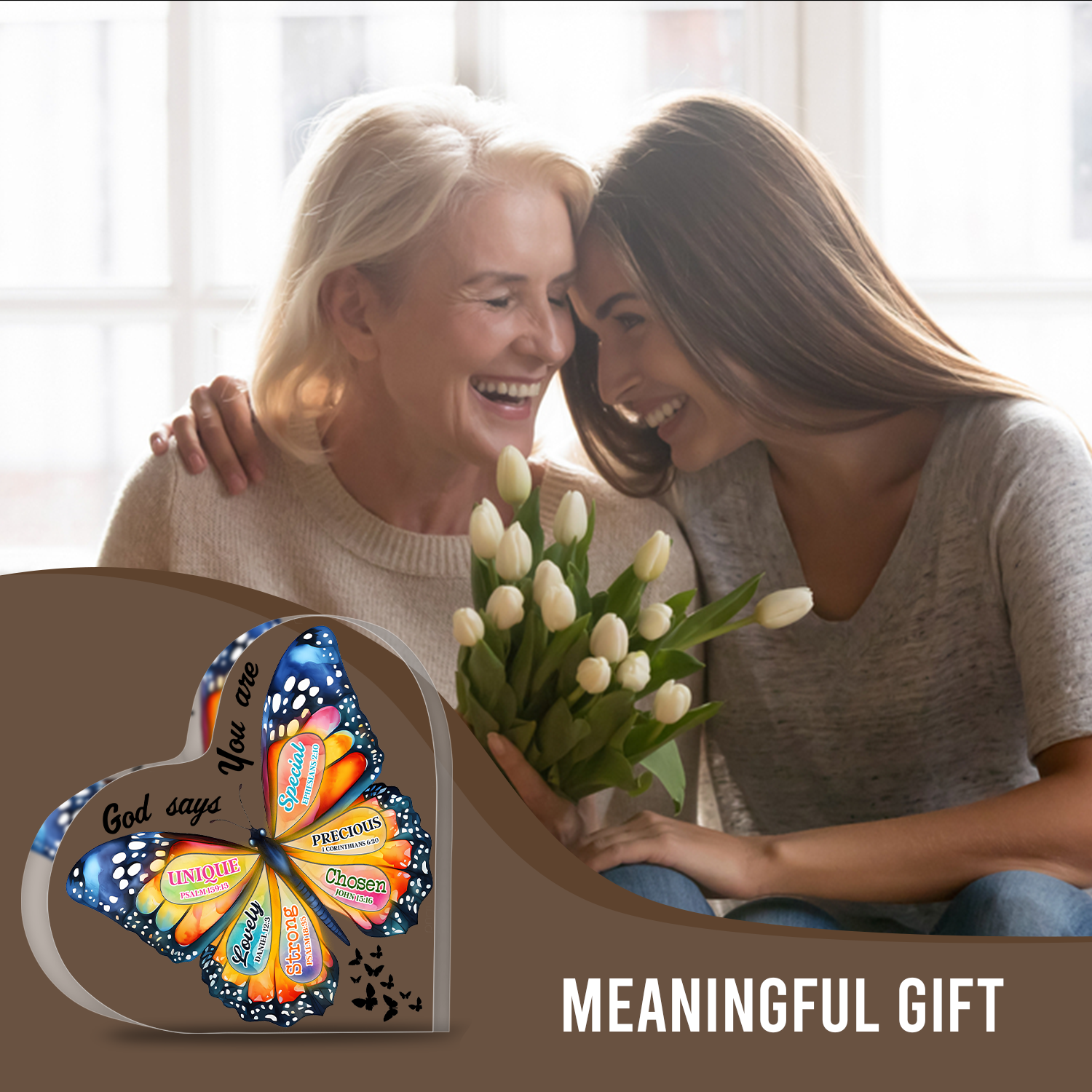 Colorful Butterfly God Says You Are Acrylic Plaque Heart Shaped Gifts