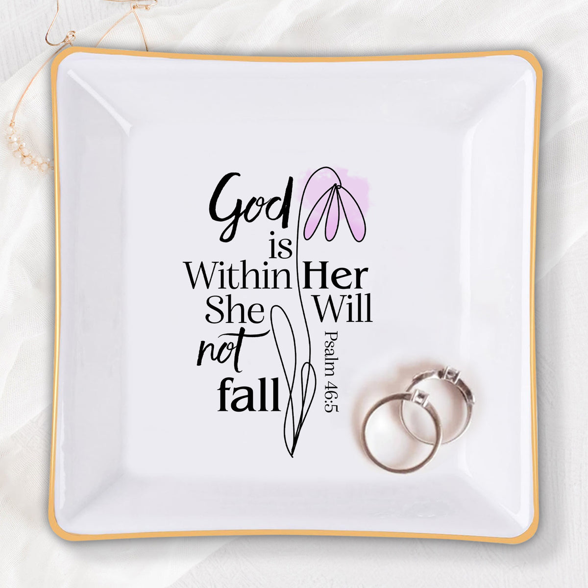 She Is Not Fall God Is Within Her Christian Gift Inspirational Religious Gift Ceramic Ring Dish