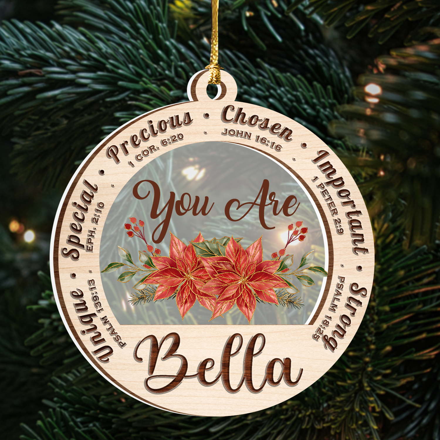 Poinsettia You Are Custom Two Layers Suncatcher Ornament Christmas Ornament Car Hanging Ornament