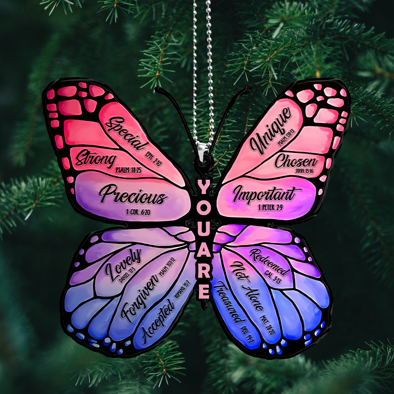 Pink Blue Butterfly You Are Identity In Christ Ornament Christmas Gift
