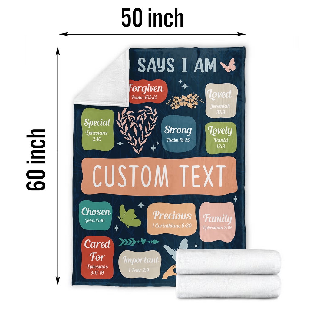 Custom God Say I Am Blanket Gift, Personalized Sherpa Blanket