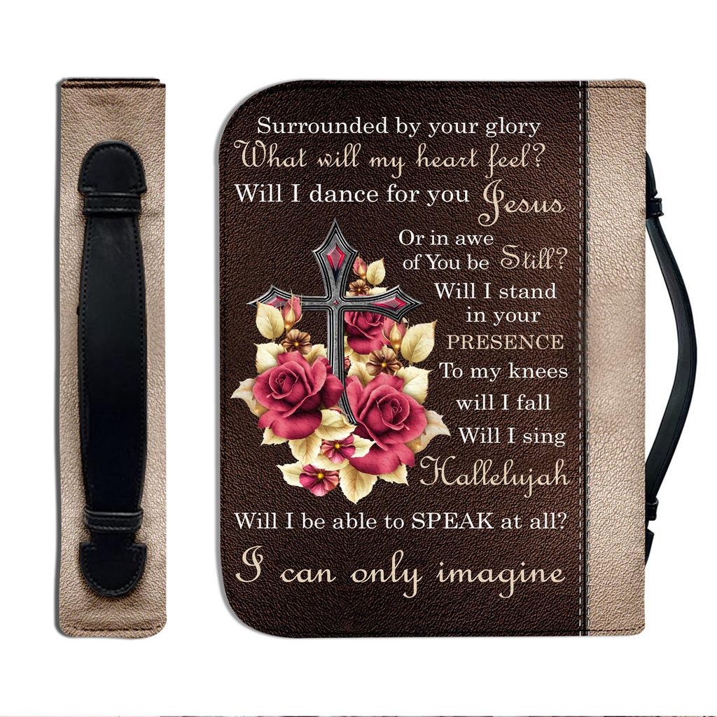 Roses Cross Surrounded By Your Glory Christian Personalized Bible Cover