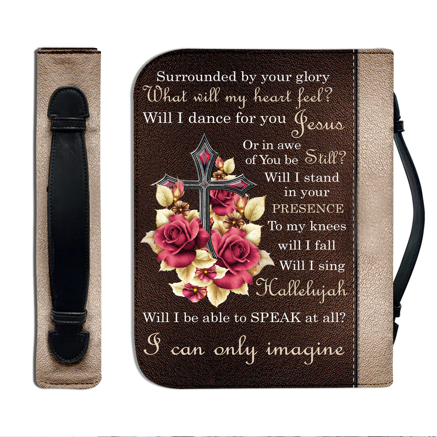 Roses Cross Surrounded By Your Glory Christian Personalized Bible Cover