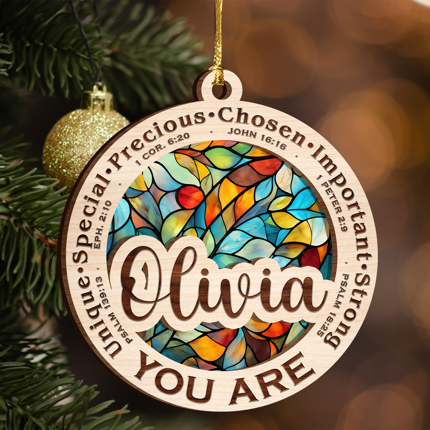 Christmas You Are Stained Glass Two Layers Suncatcher Ornament Christmas Ornament Car Hanging Ornament