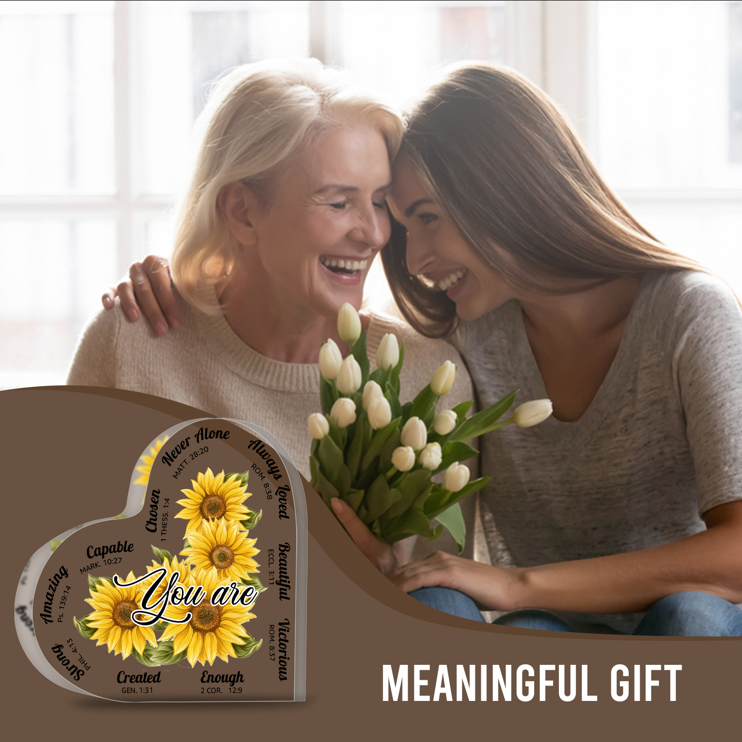 Sunflower You Are Acrylic Plaque Heart Shaped Gifts