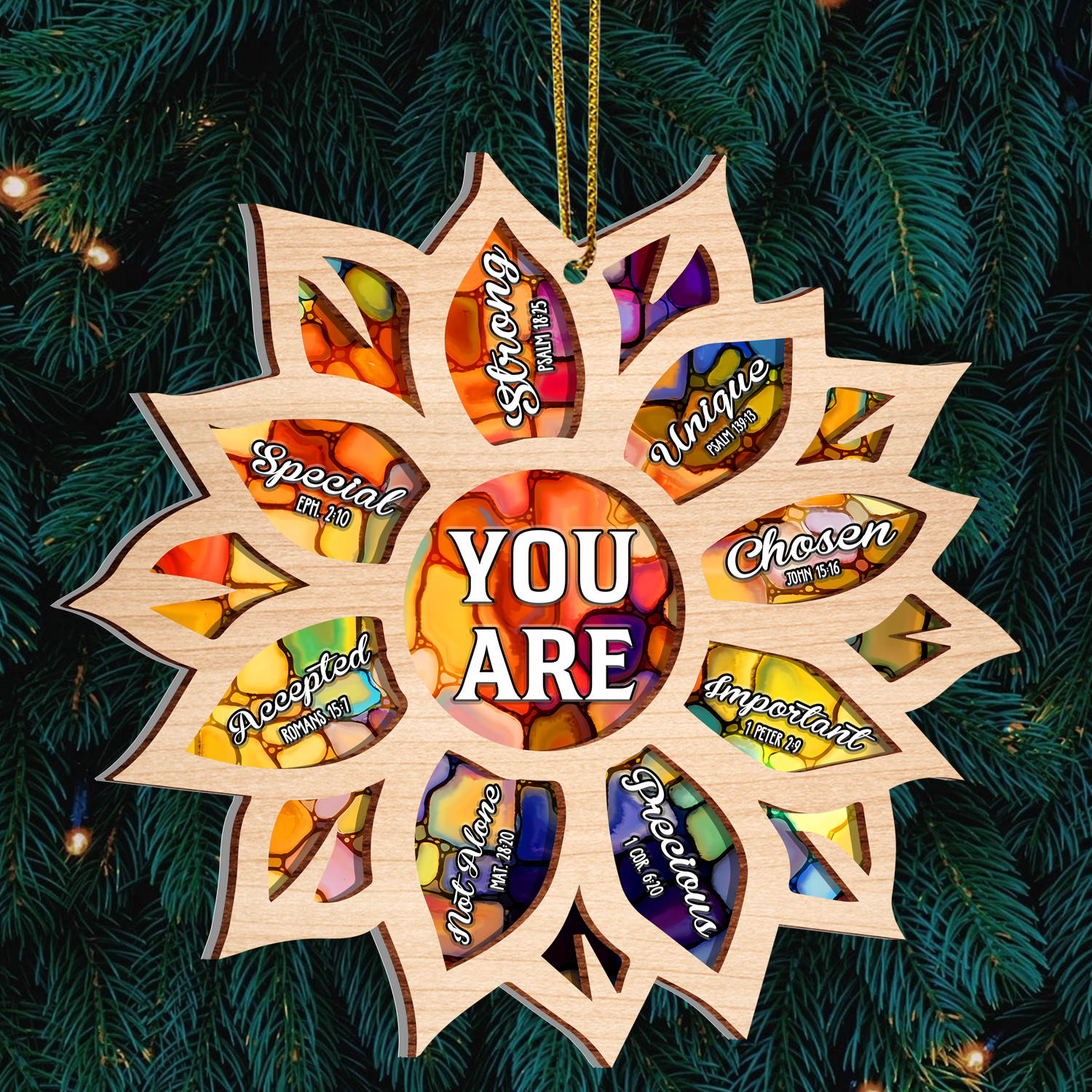 Sunflower You Are Stained Glass Pattern Two Layers Suncatcher Ornament Christmas Ornament Car Hanging