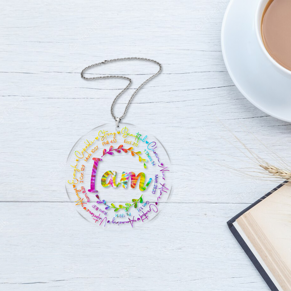 Colorful Peace Hippie I Am Transparent Ornament