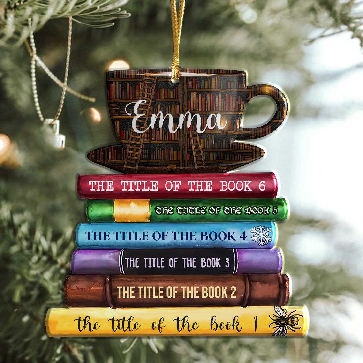 Book Lovers Custom Acrylic Ornament Christmas Car Hanging Gift