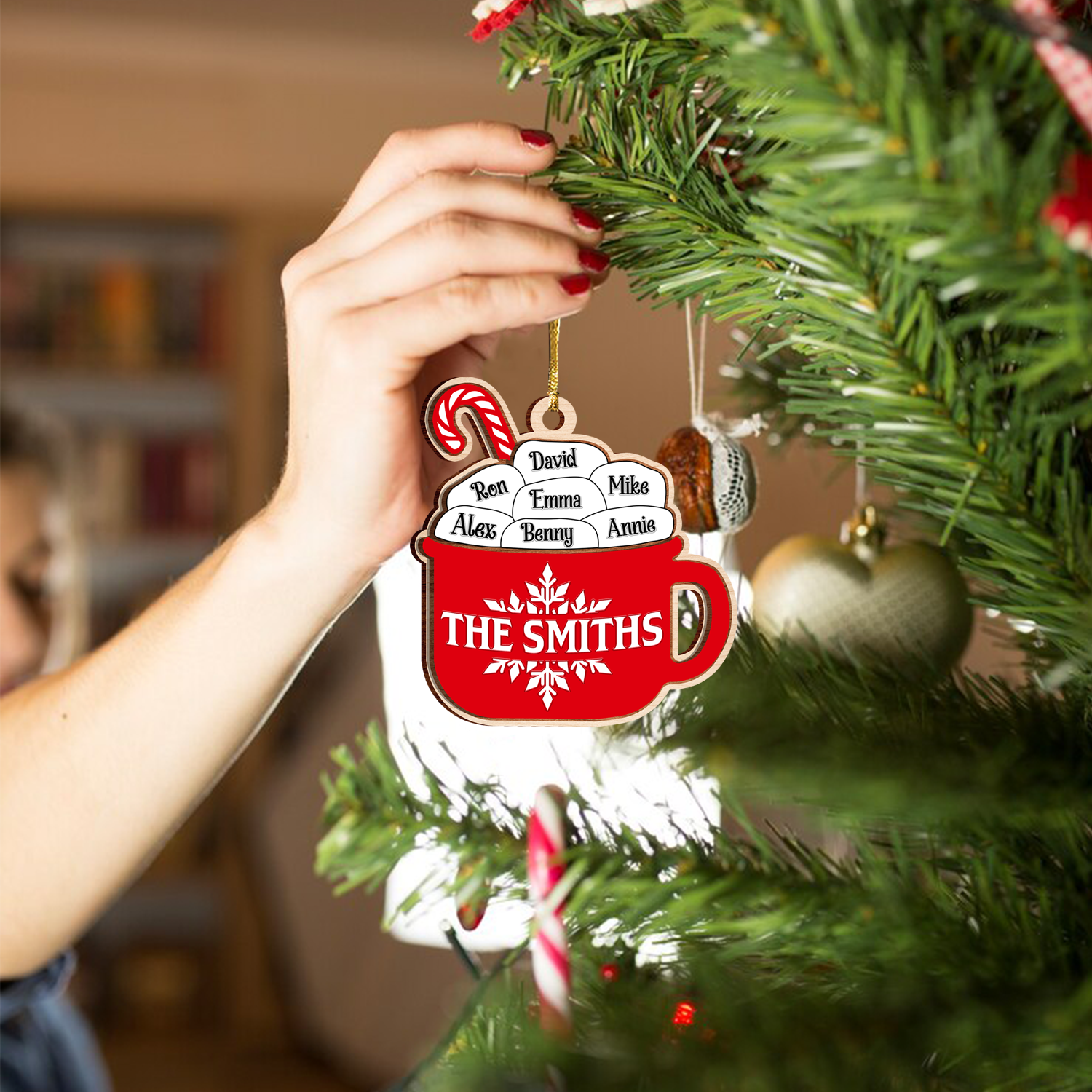 Christmas Ornament Hot Cocoa Two Layers Wood Ornament