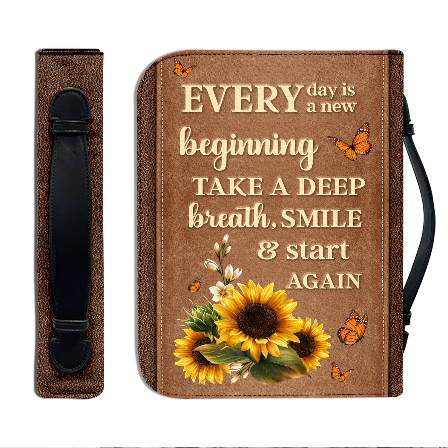 Sunflower Leather Every Day Is A New Beginning Christian Personalized Bible Cover