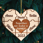 Christmas Family Heart Puzzle Custom Two Layers Ornament Christmas Ornament Car Hanging Ornament