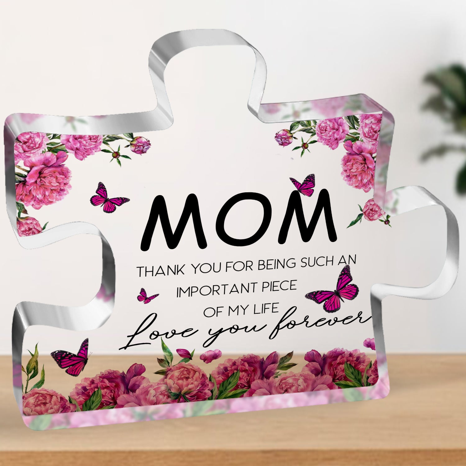 Gifts for Mom Thank You Acrylic Plaque Block Puzzle Mothers Day Thanksgiving Birthday Gifts for Mom