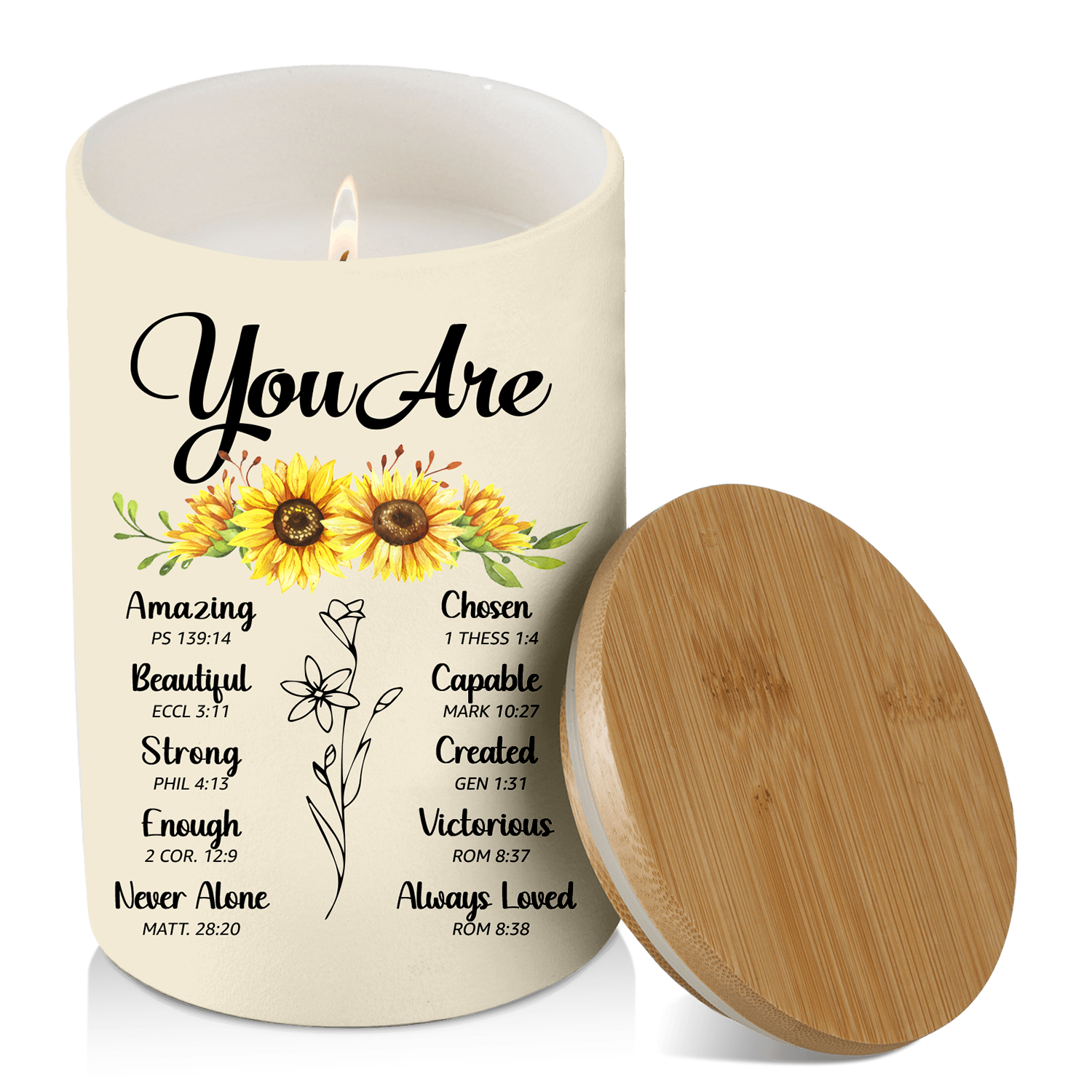 Sunflower You Are Bible Verse Scented Candle Gifts