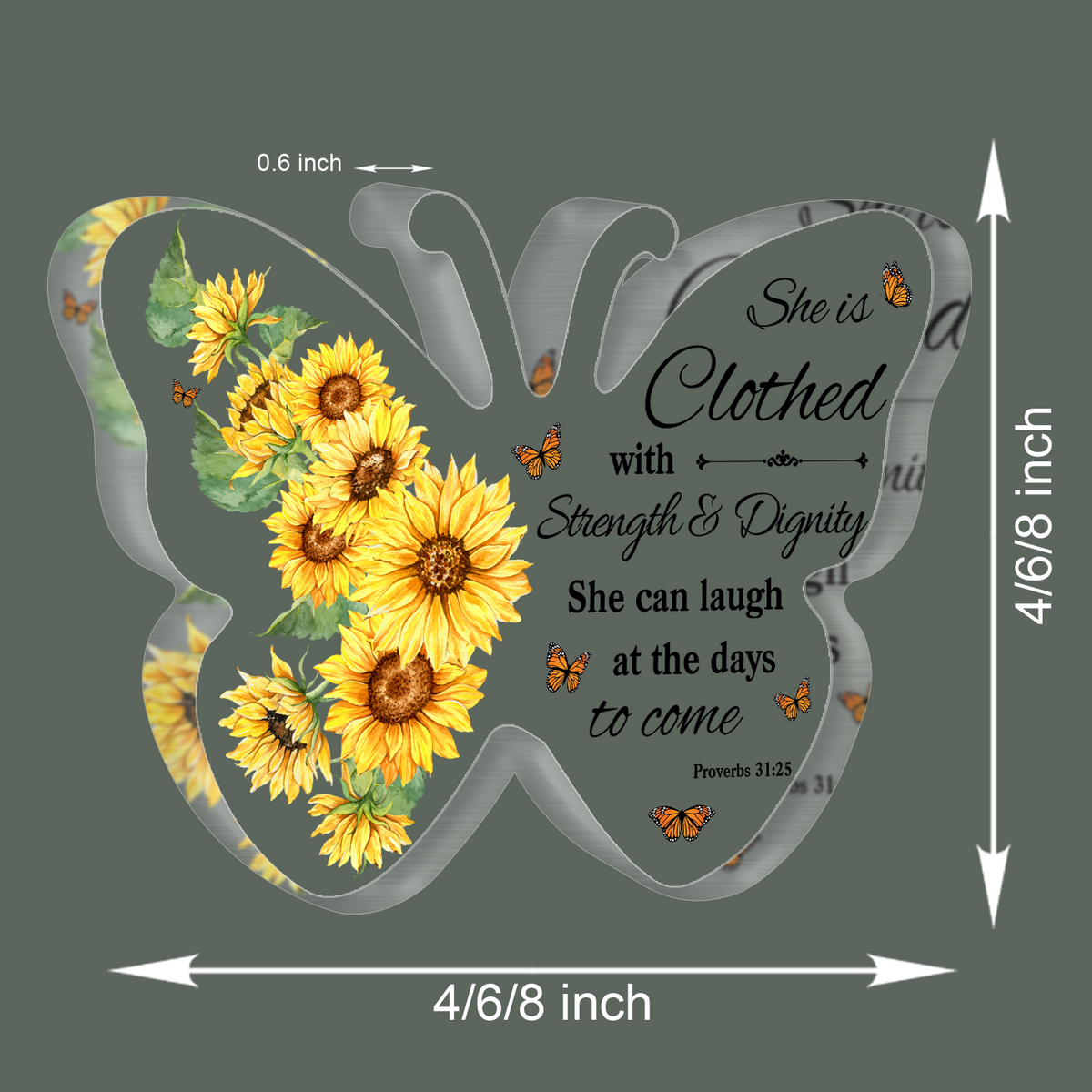 Strength and Dignity Sunflower Acrylic Plaque Christian Gifts