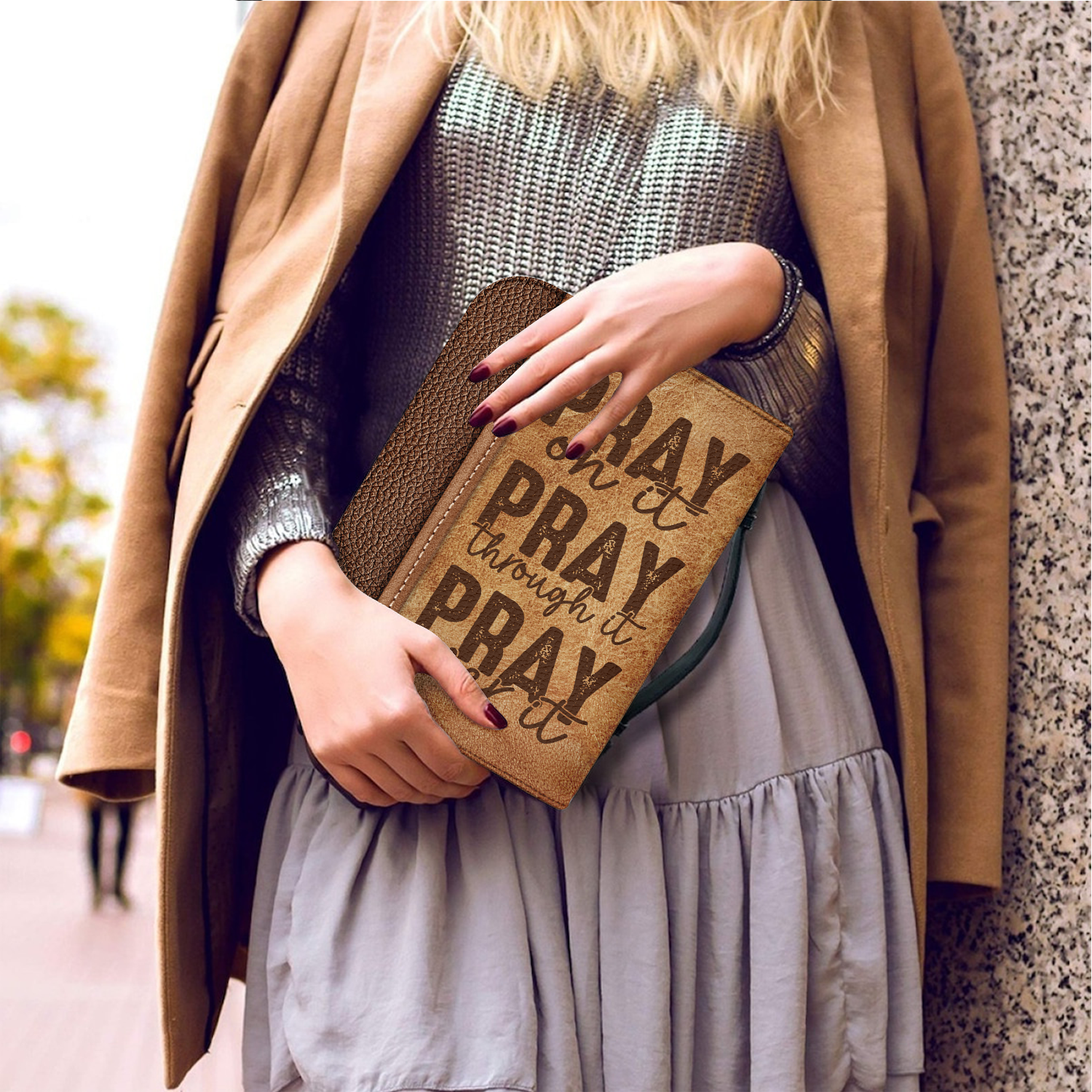 Leather Heart Cross Pray On It Christian Personalized Bible Cover