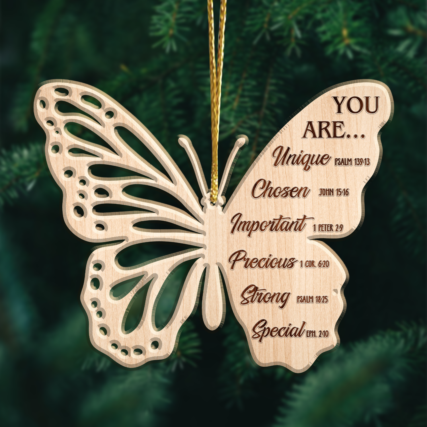 Butterfly You Are Identity In Christ Engraved Wood Ornament Christmas Gift