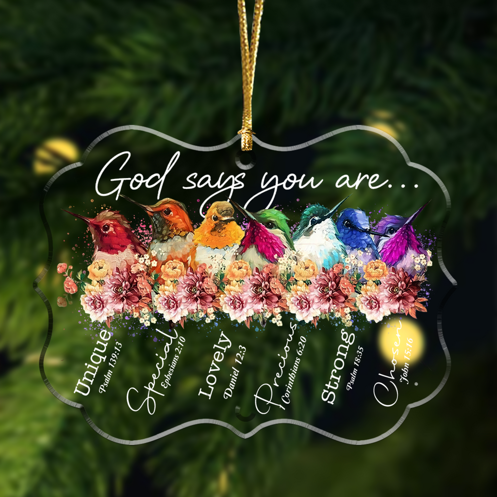 Colorful Birds And Flowers God Says You Are Transparent Ornament