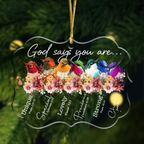 Colorful Birds And Flowers God Says You Are Transparent Ornament