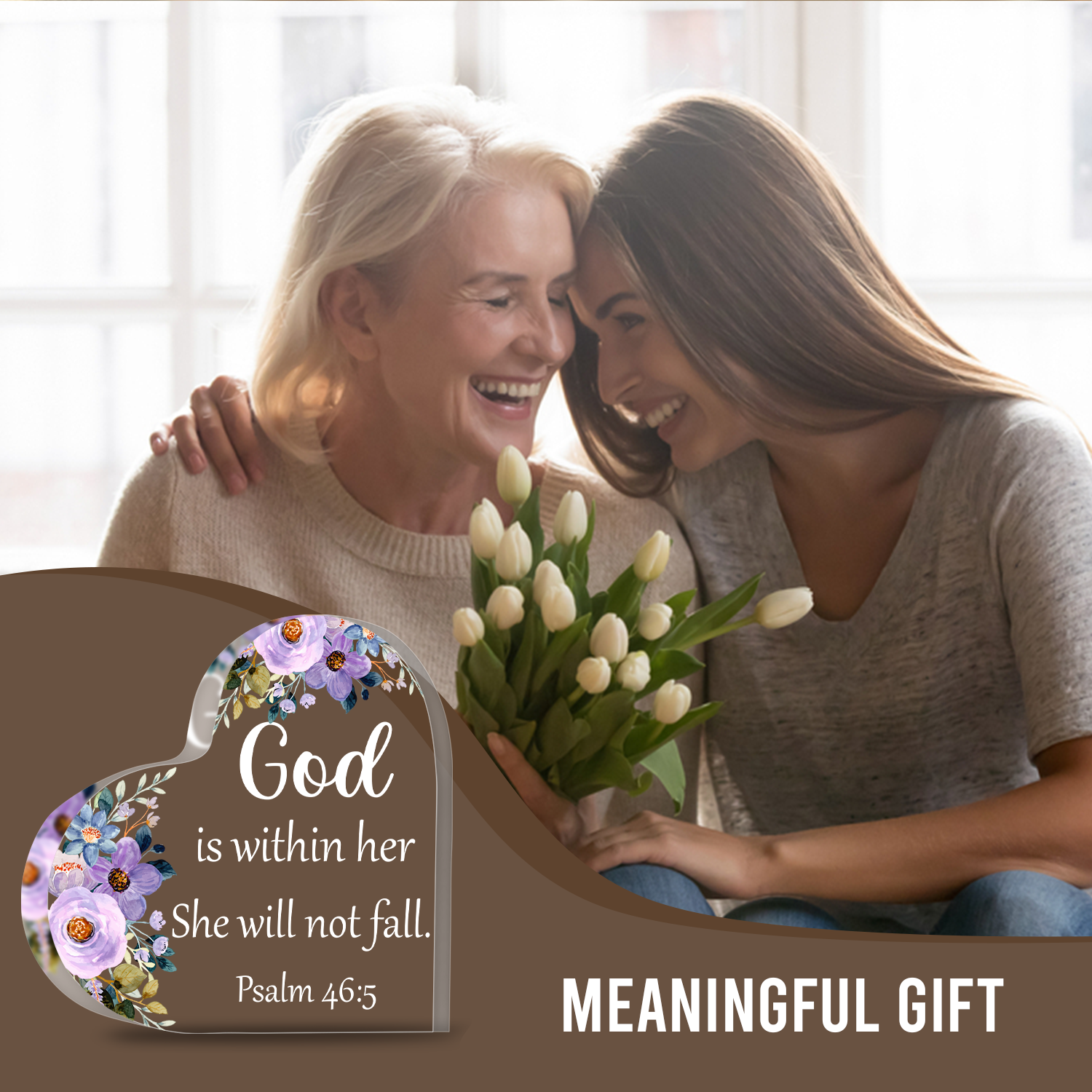 Floral God Is Within Her Bible Verse Acrylic Hearts Plaques