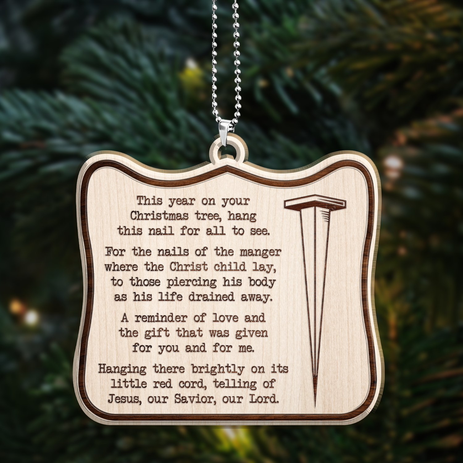 Christ Nail Symbol Christmas Laser Cut Wood Ornament