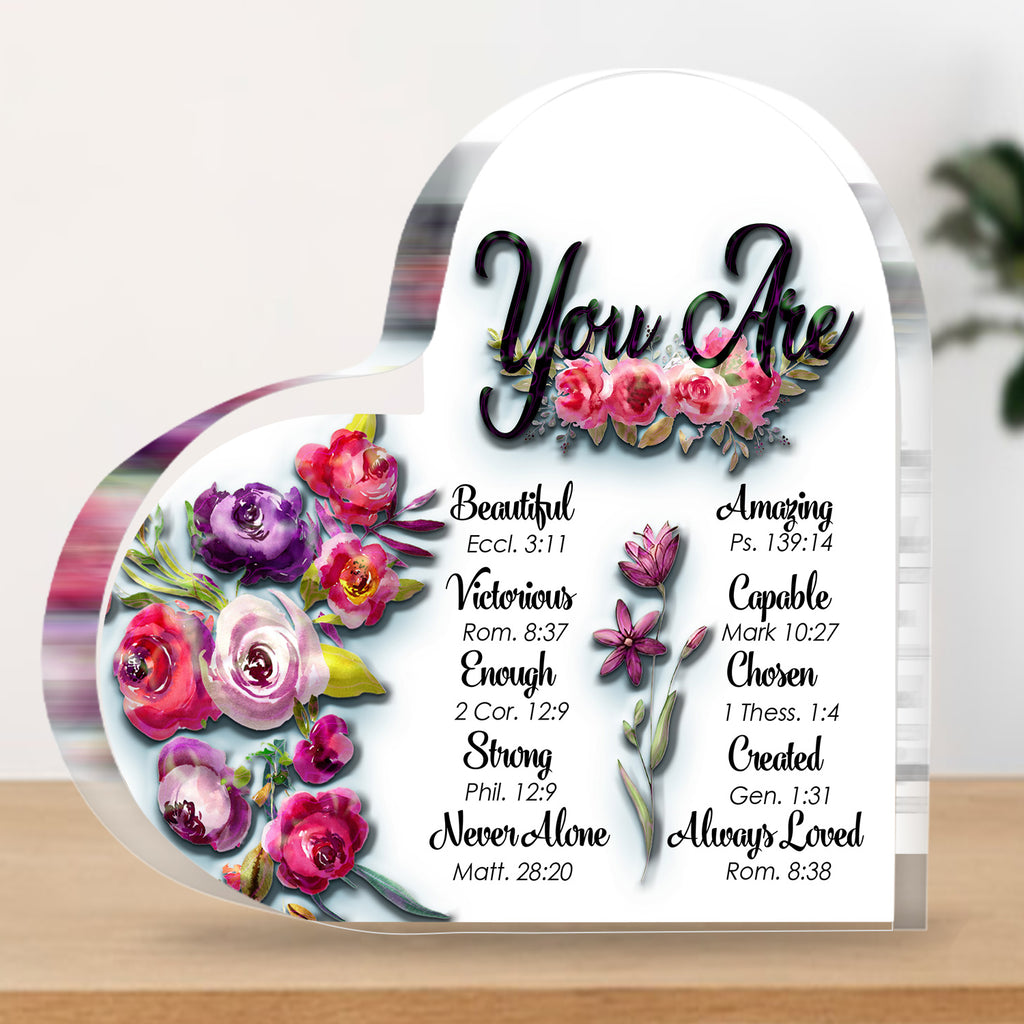 You Are Heart Acrylic Plaque Christian Gifts for Women Inspirational Gifts for Friends Faith Spiritual Bible Verse Gift for Womens Girls