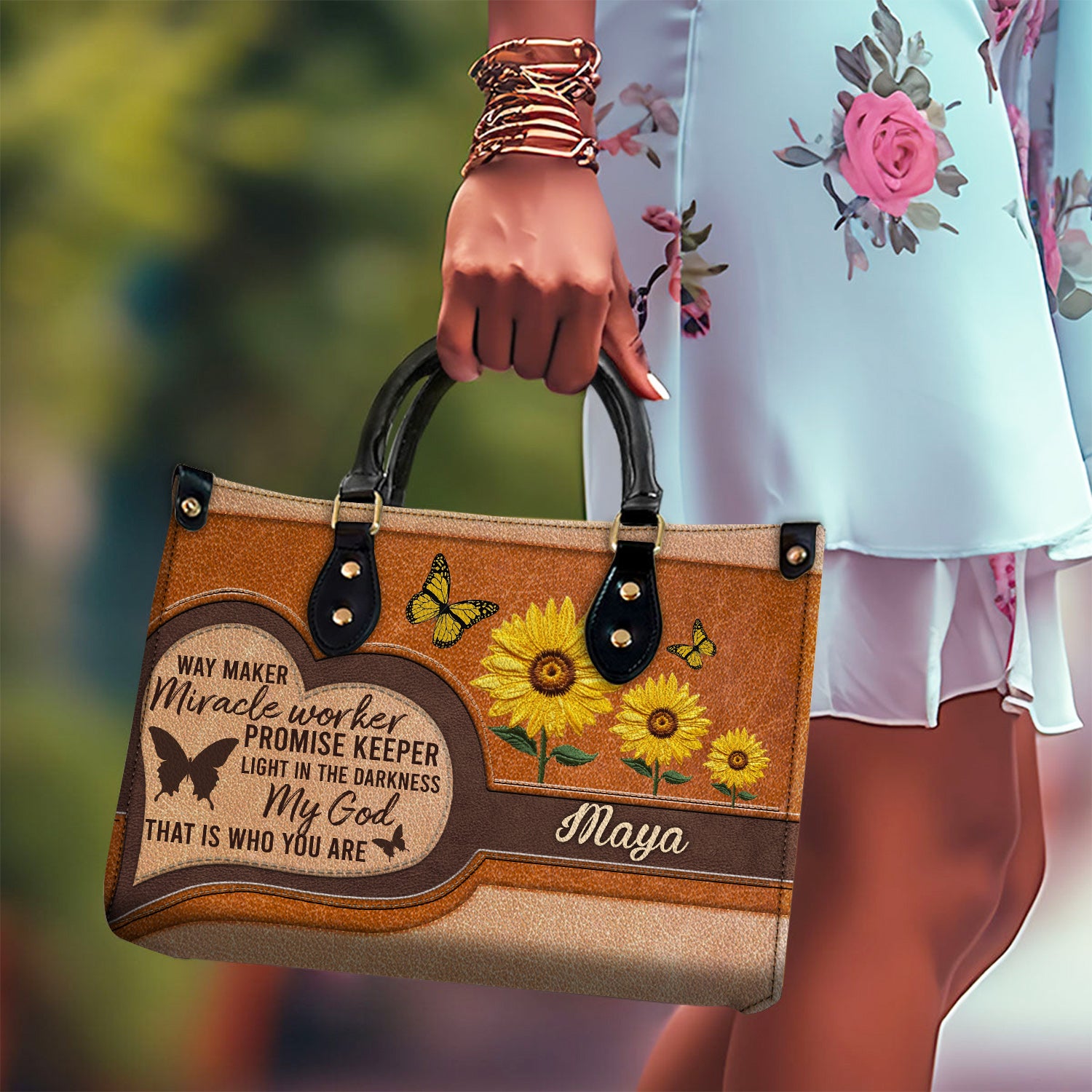 Way Maker Miracle Worker Personalized Leather Handbag