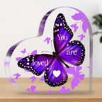 Purple Butterfly You Are Loved Heart Acrylic Plaque Christian Gifts for Women Inspirational Gifts
