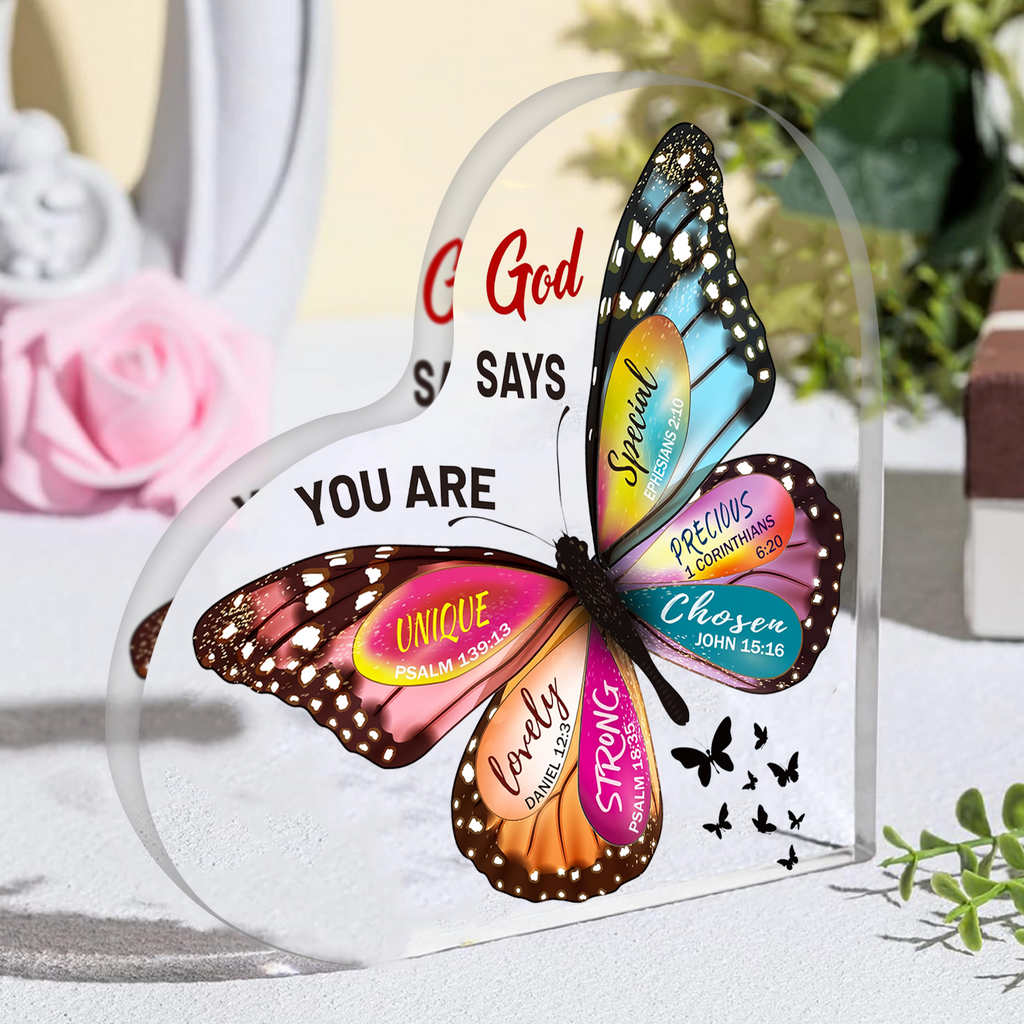 Butterfly God Say You Are Acrylic Plaque Christian Gifts Bible Verses Religious Gifts