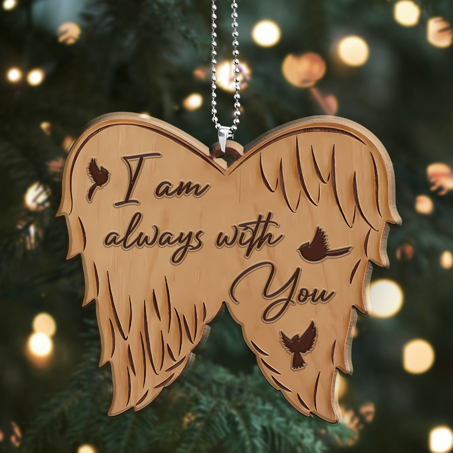 Angel Wings Cardinals I A Always With You Wood Ornament