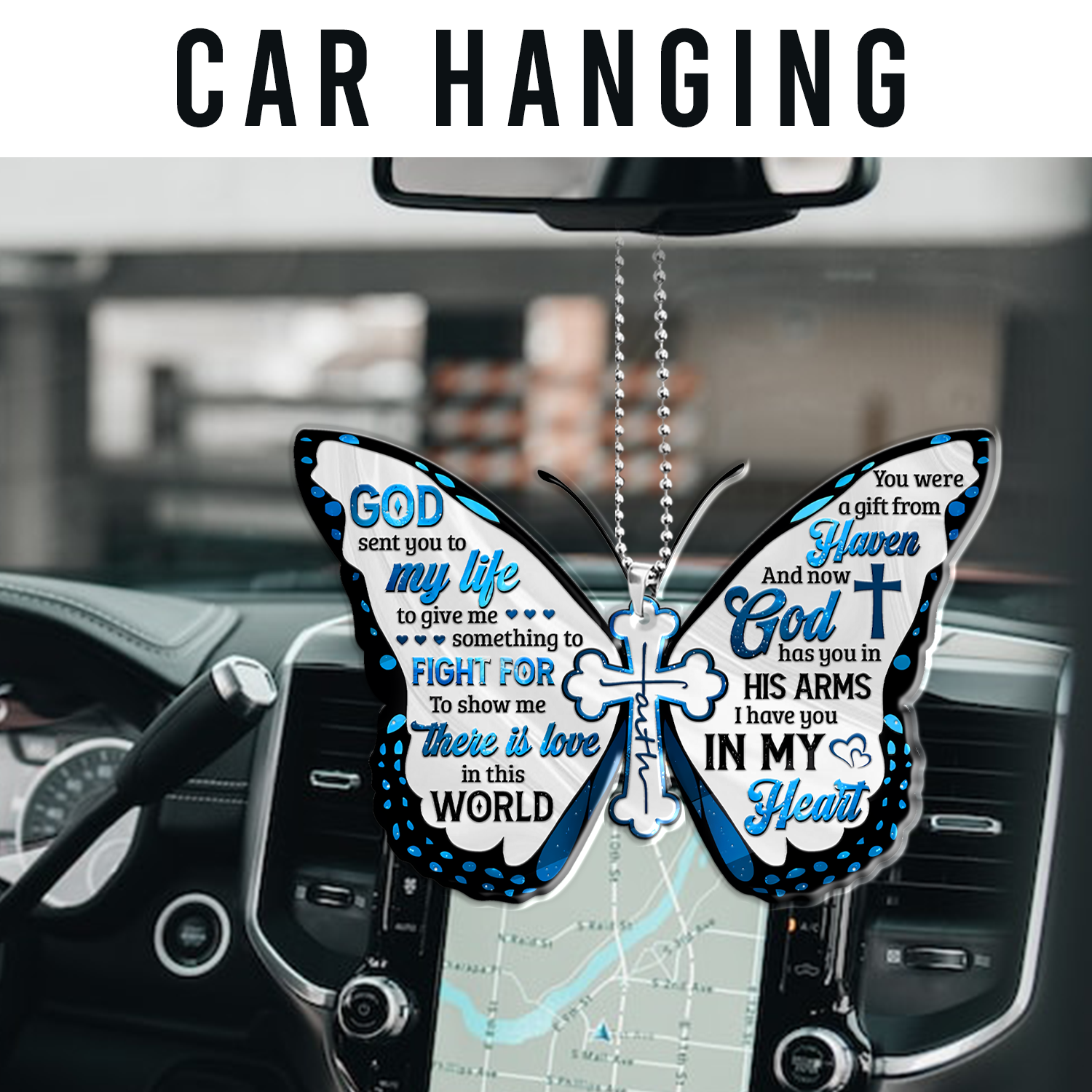 Loving Memory Car Rear View Mirror Accessories, Memorial Car Charm, Memorial Ornament for Loss of Loved One
