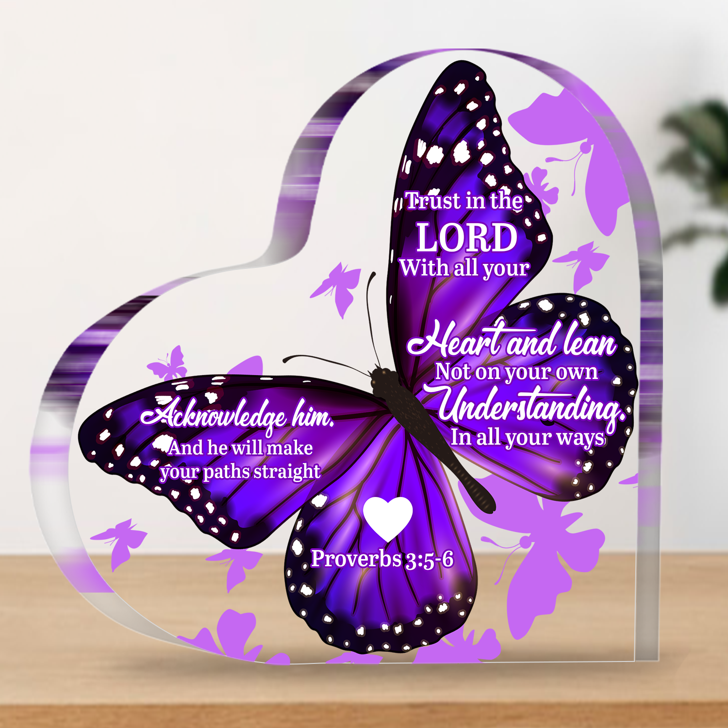 Trust With All Your Heart Butterfly Acrylic Plaque Christian Gifts Religious Gifts Inspirational Gifts with Bible Verse Prayers