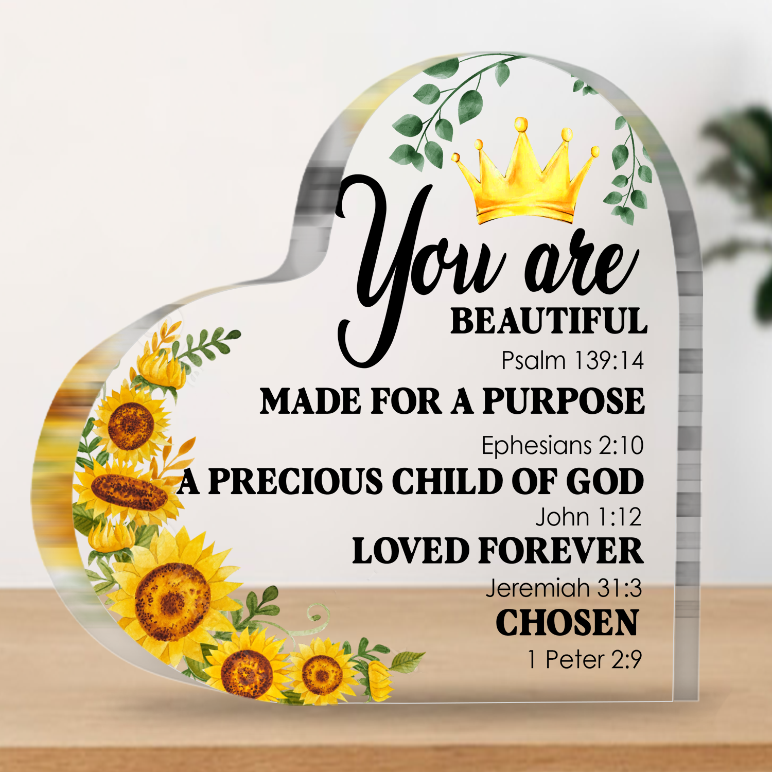 You Are Beautiful Heart Shaped Acrylic Plaque Christian Gifts Religious Gifts Inspirational Gifts with Bible Verse Prayers