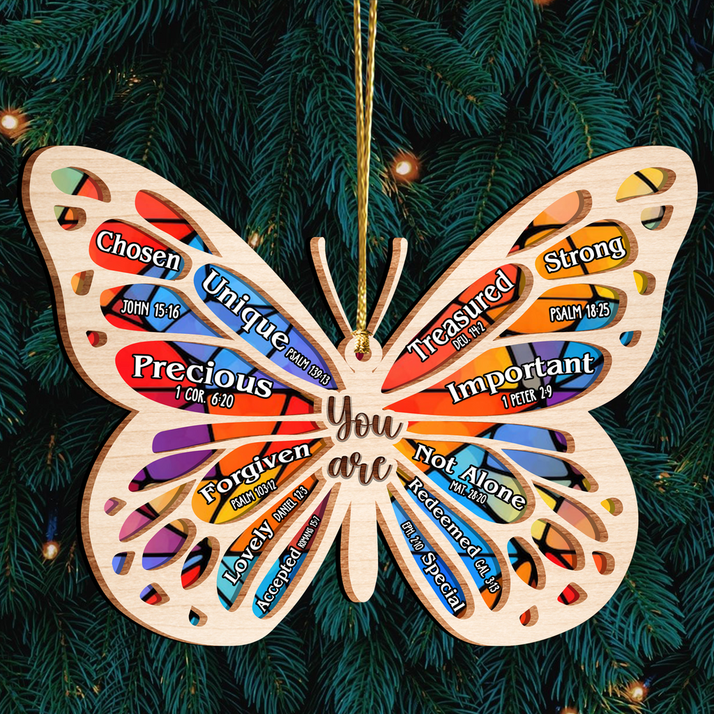 Butterfly You Are Stained Glass Pattern Two Layers Suncatcher Ornament Christmas Ornament Car Hanging Ornament