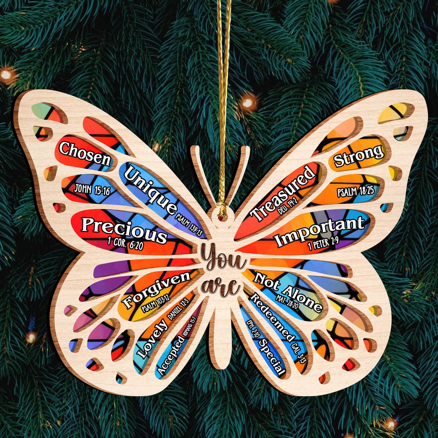 Butterfly You Are Stained Glass Pattern Two Layers Suncatcher Ornament Christmas Ornament Car Hanging Ornament