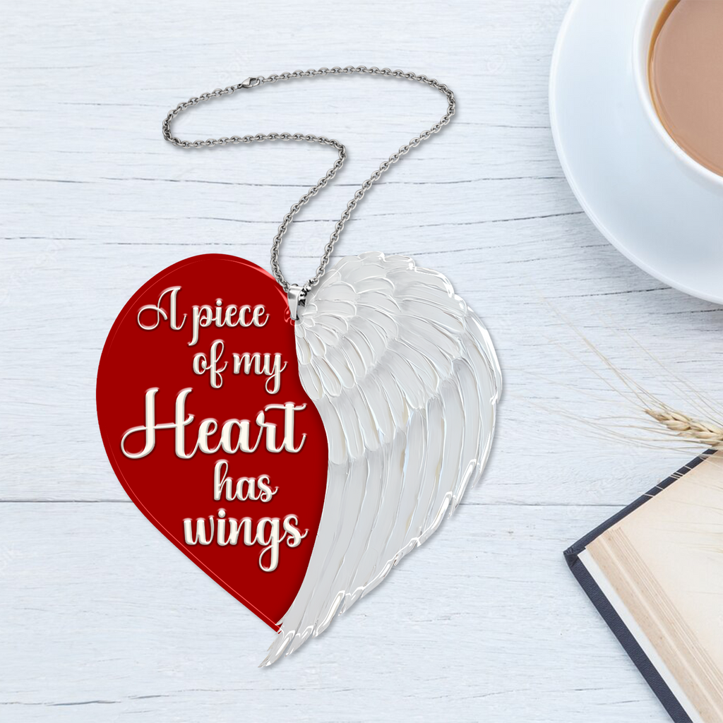 Memorial Ornament Piece Of Heart Wings Car Hanging, Christmas Ornament Gift