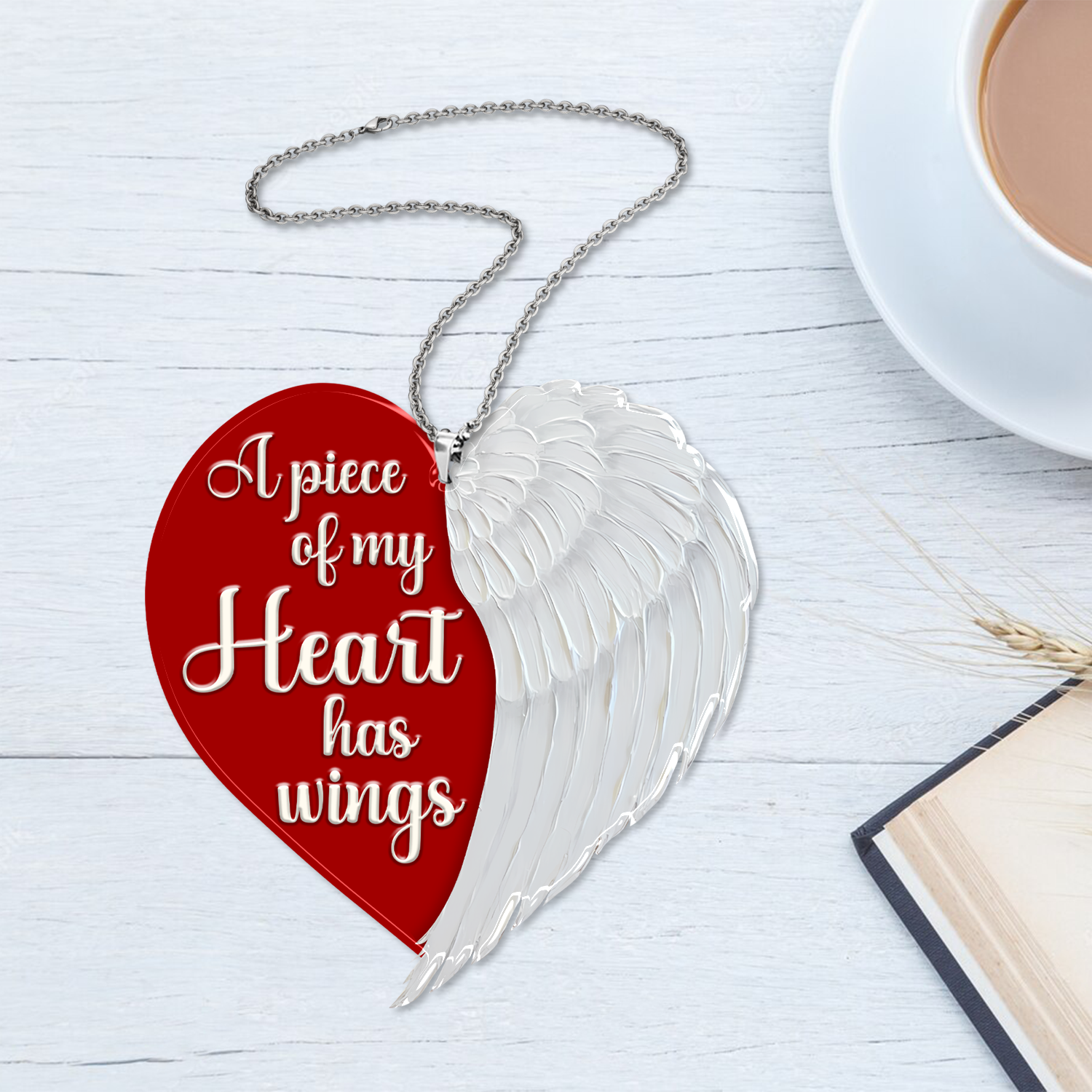 Memorial Ornament Piece Of Heart Wings Car Hanging, Christmas Ornament Gift