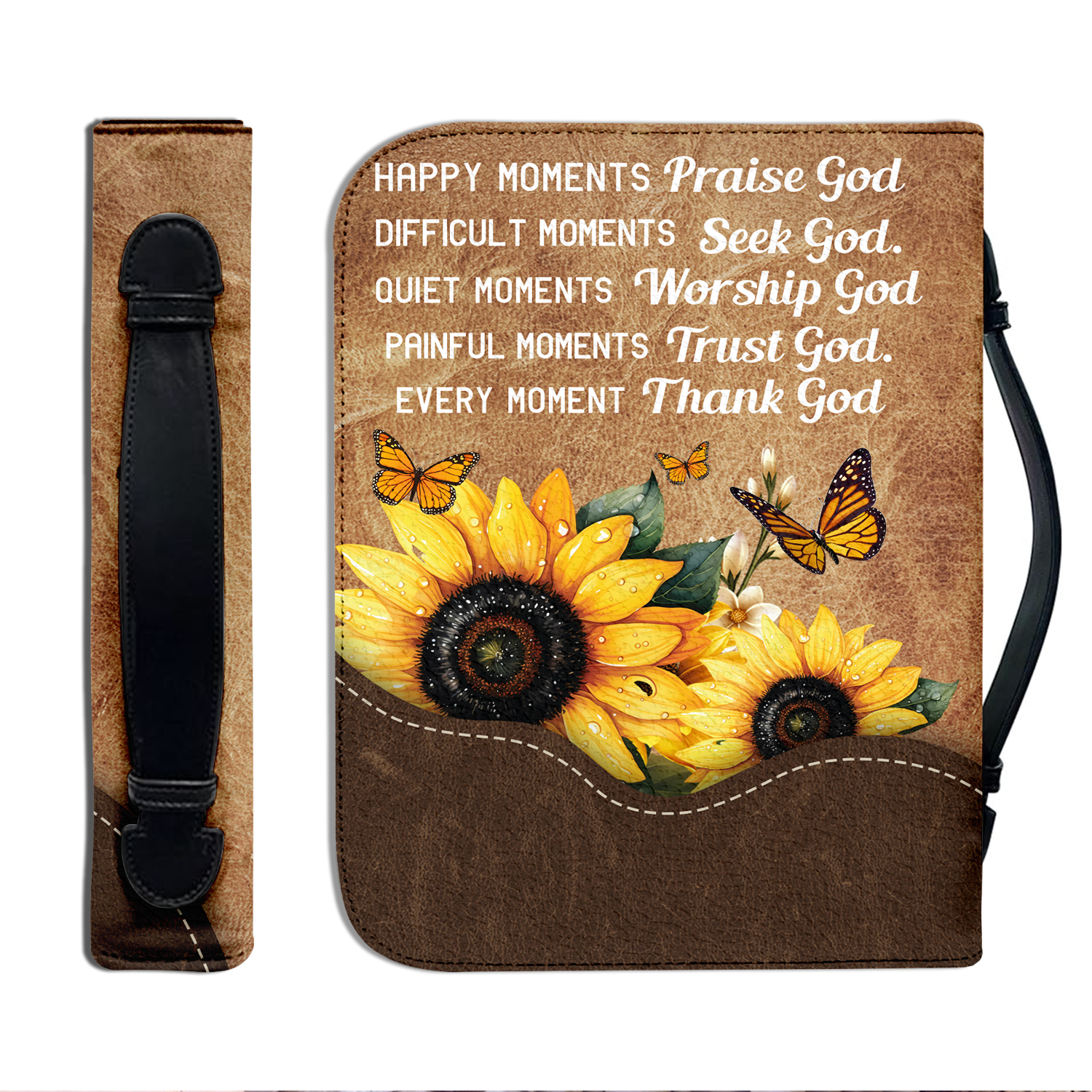Sunflower Thank God Christian Personalized Bible Cover