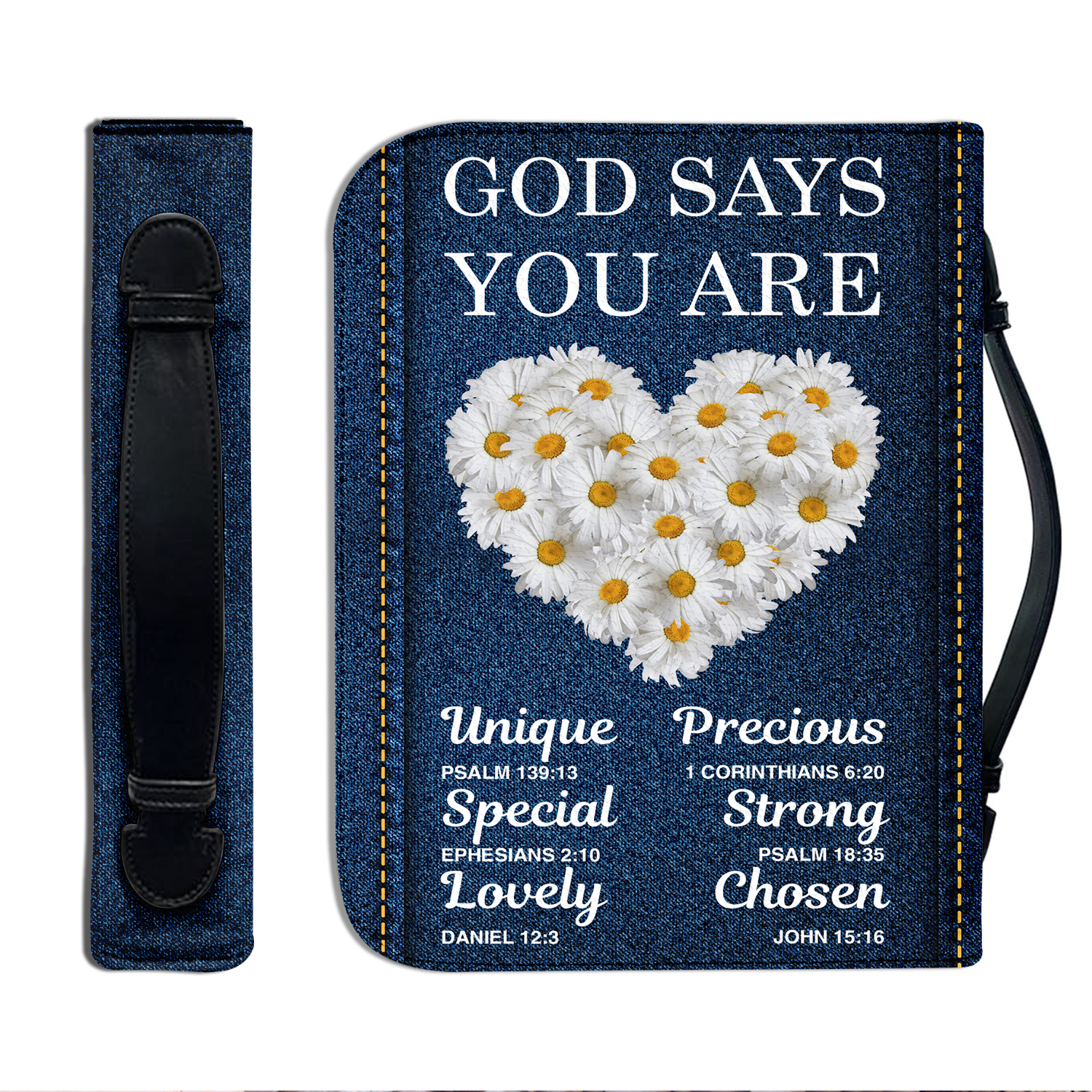 Daisy Heart Jean God Says You Are Christian Personalized Bible Cover