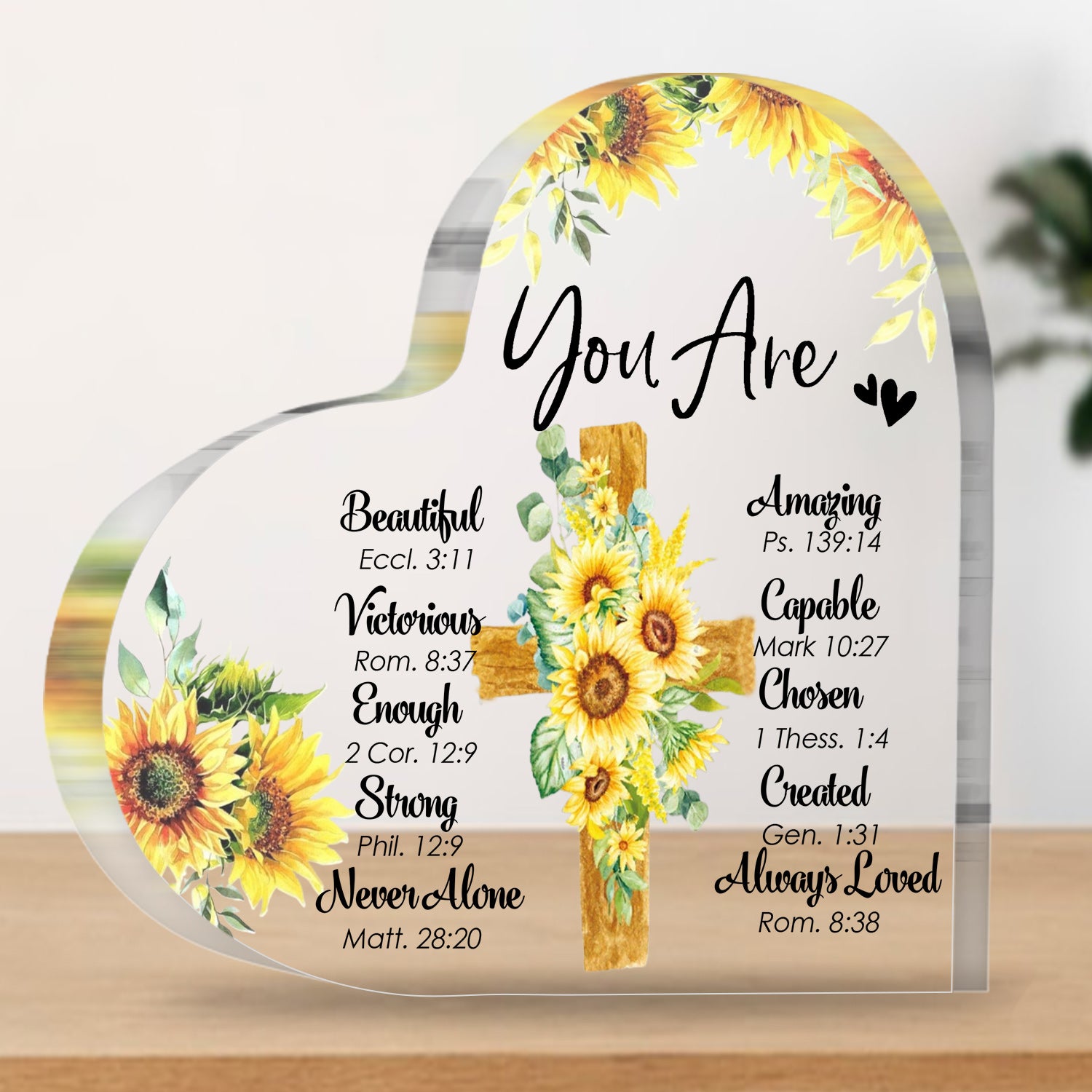 Sunflower Cross You Are Heart Acrylic Plaque Birthday Gift For Women Her Inspirational Gifts Mother's Day Gift