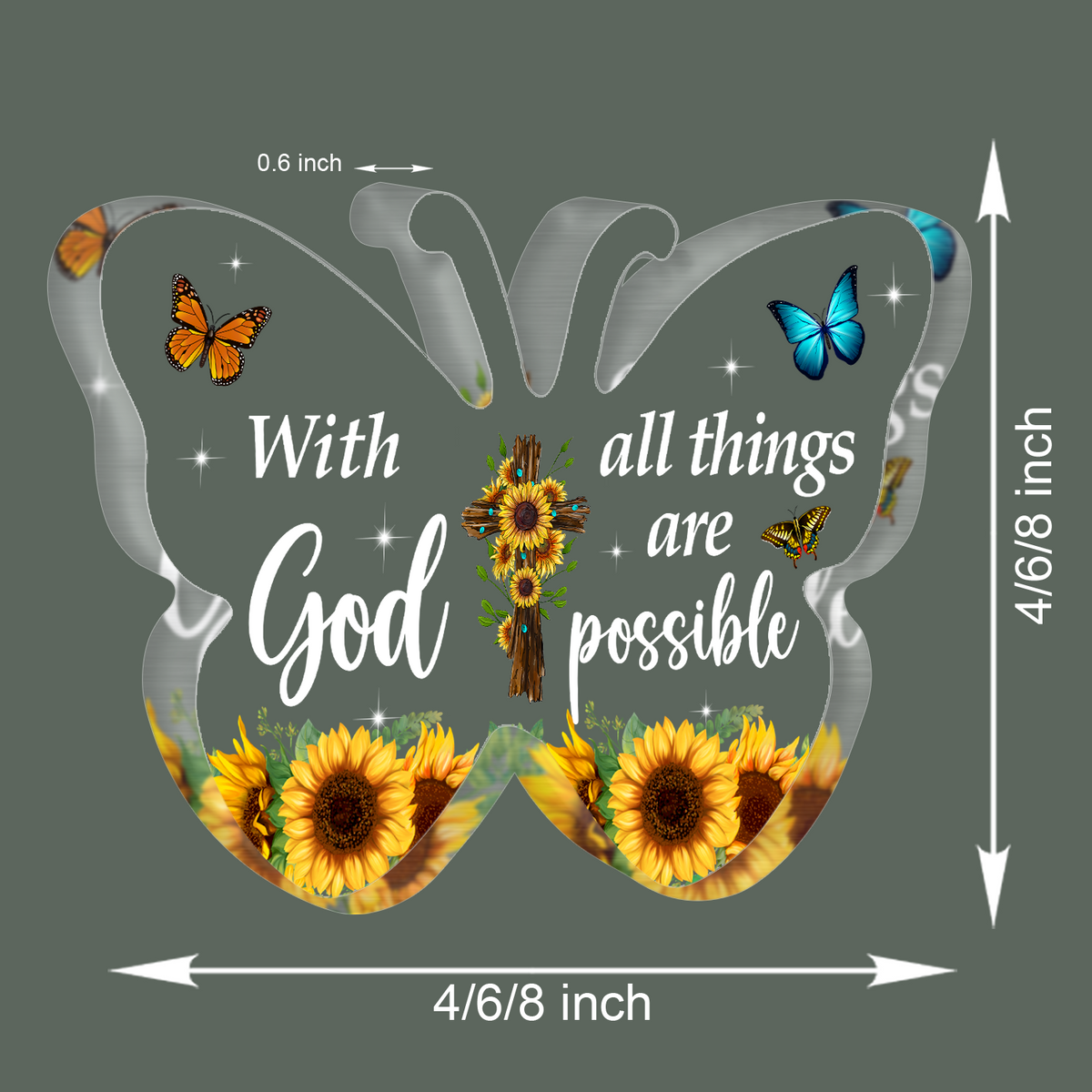 Butterfly All Things Are Possible Acrylic Plaque Christian Gifts Bible Verses Religious Gifts