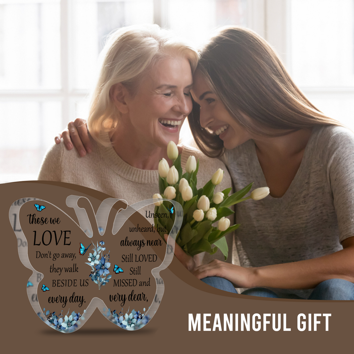 Butterfly Blue Floral Those We Love Acrylic Plaque Christian Gifts