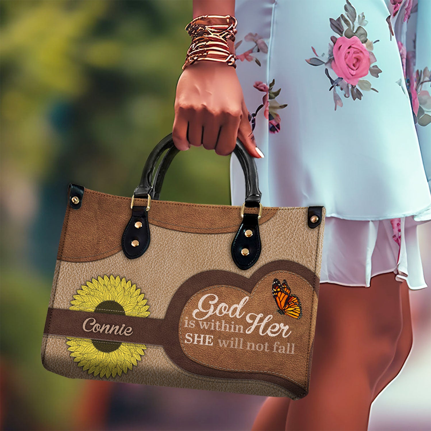 God Is Within Her She Is Not Fall Christian Gift Inspirational Religious Gift Personalized Leather Handbag