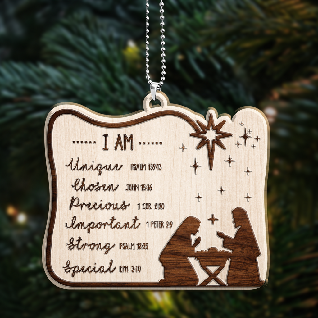 Engraved Wood Ornament I Am Identity In Christ Ornament