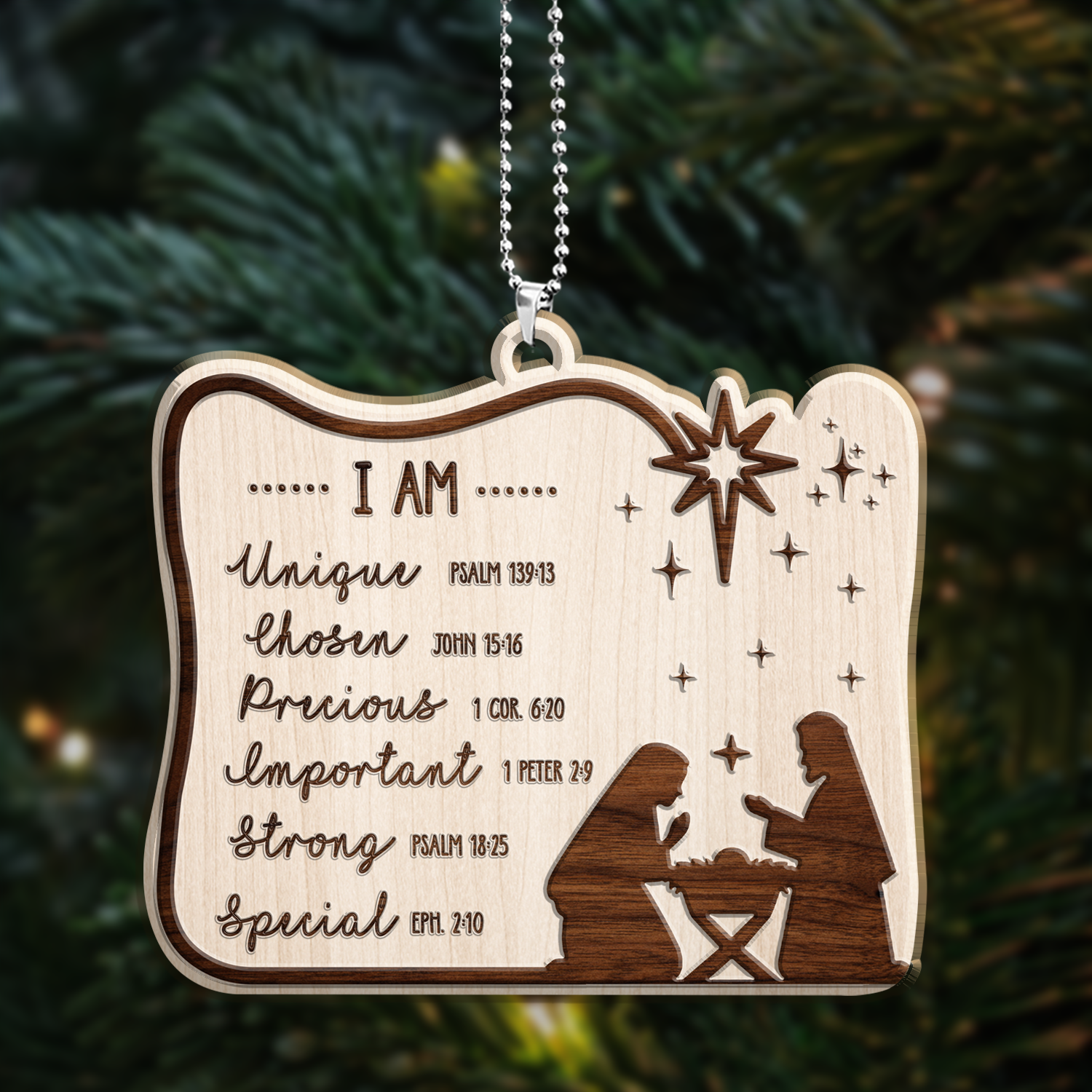 Engraved Wood Ornament I Am Identity In Christ Ornament